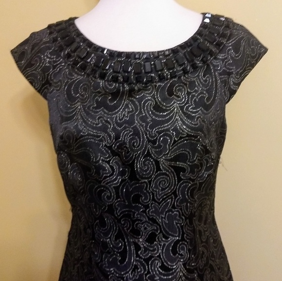 Spense black metallic Paisley dress sz 6  *2 - Picture 5 of 6